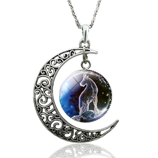 Moon Necklace With Zodiac necklace Zodiac Sign Necklace