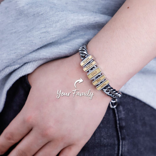 Father's Day Gift Cuba Link Men's Bracelet With Personalized Beads Bracelet For Man MelodyNecklace