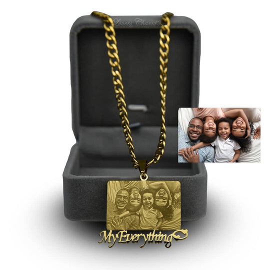 Father's Day Gift Custom Photo Portrait Engraved Necklace Necklace for man MelodyNecklace