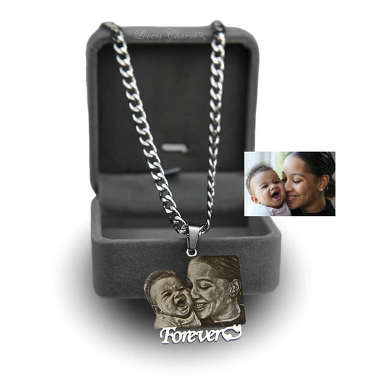 Father's Day Gift Custom Photo Portrait Engraved Necklace Necklace for man MelodyNecklace