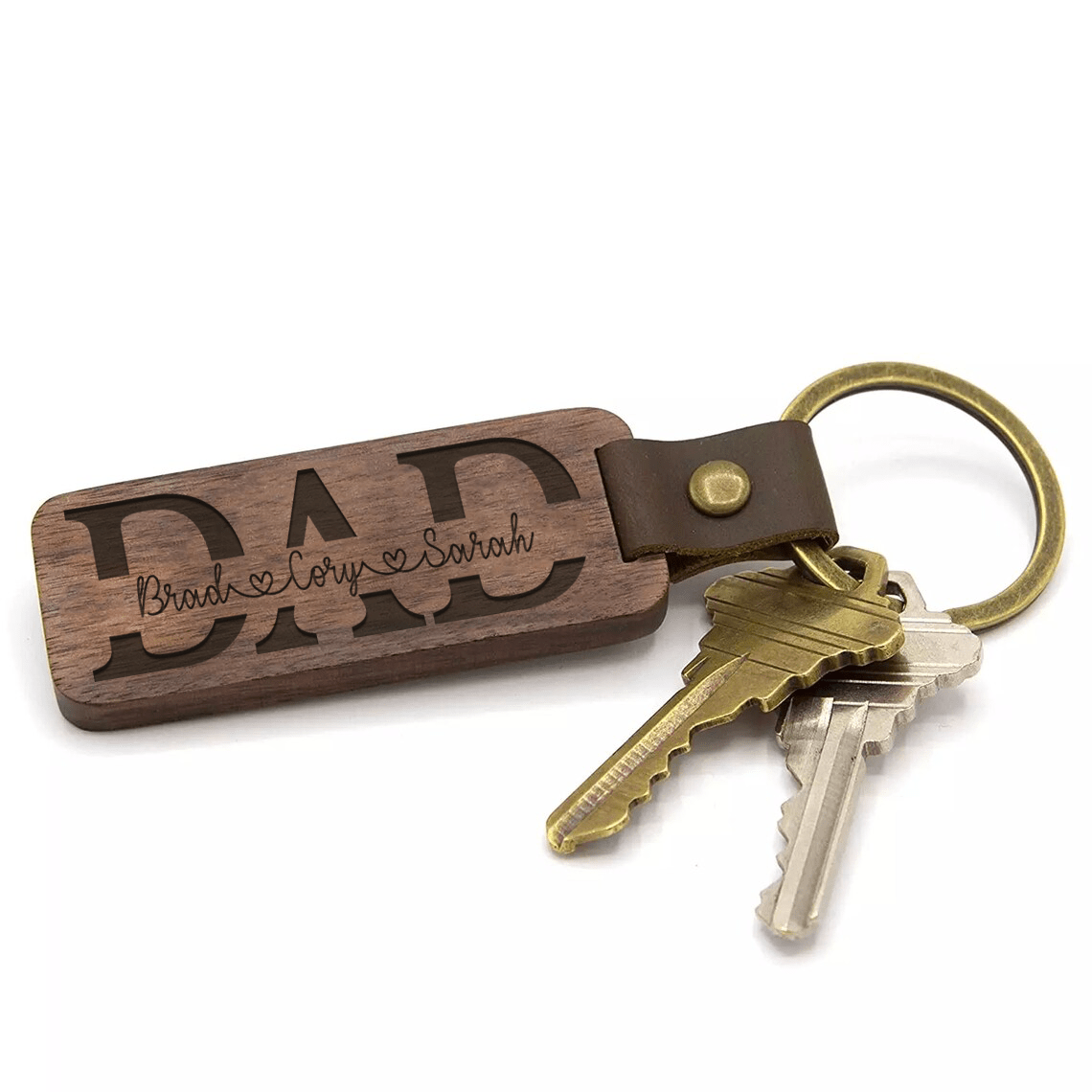 Father's Day Gift Loving Dad-Personalized Wooden Keychain Genuine Walnut Wood Necklace for man MelodyNecklace