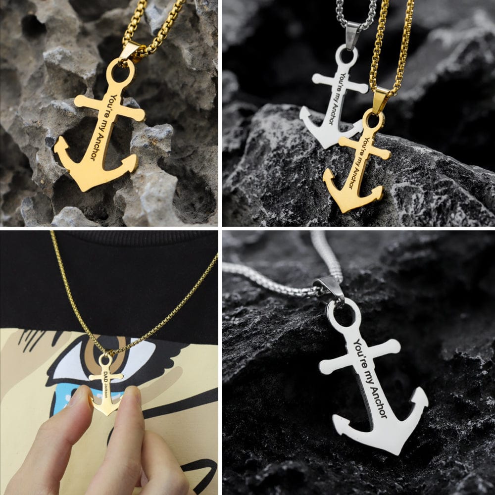 Father's Day Gift Personalized Boat Anchor Necklace Necklace for man MelodyNecklace