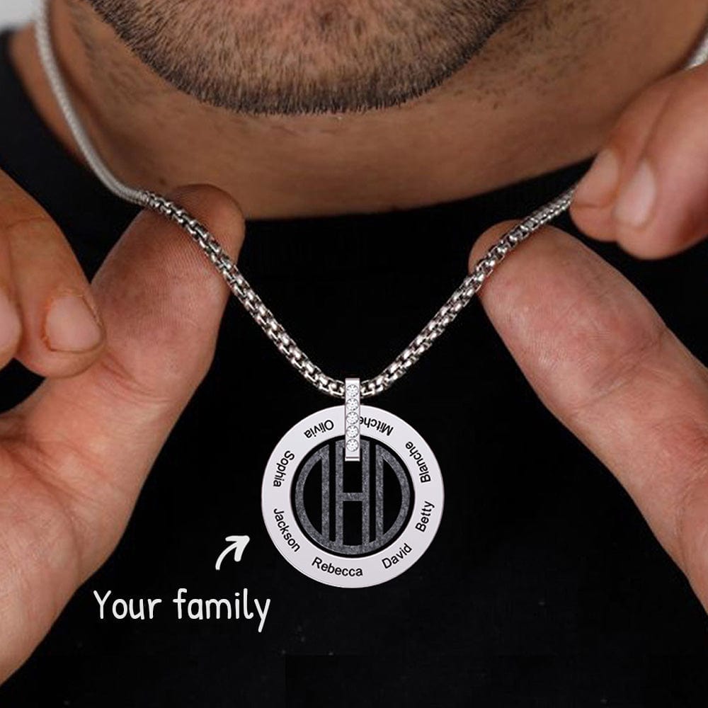 Father's Day Gift Personalized DAD Circle Necklace Necklace for man MelodyNecklace