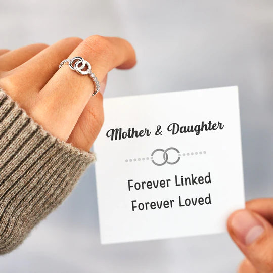 Mother & Daughter S925 Forever Linked Dainty Interlocking Ring Set Gifts For Her