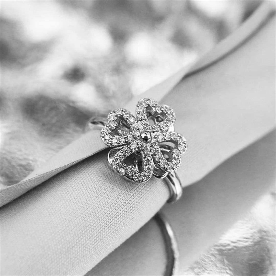 Four Leaf Heart Shape Adjustable Rotating Ring Rings Customforher