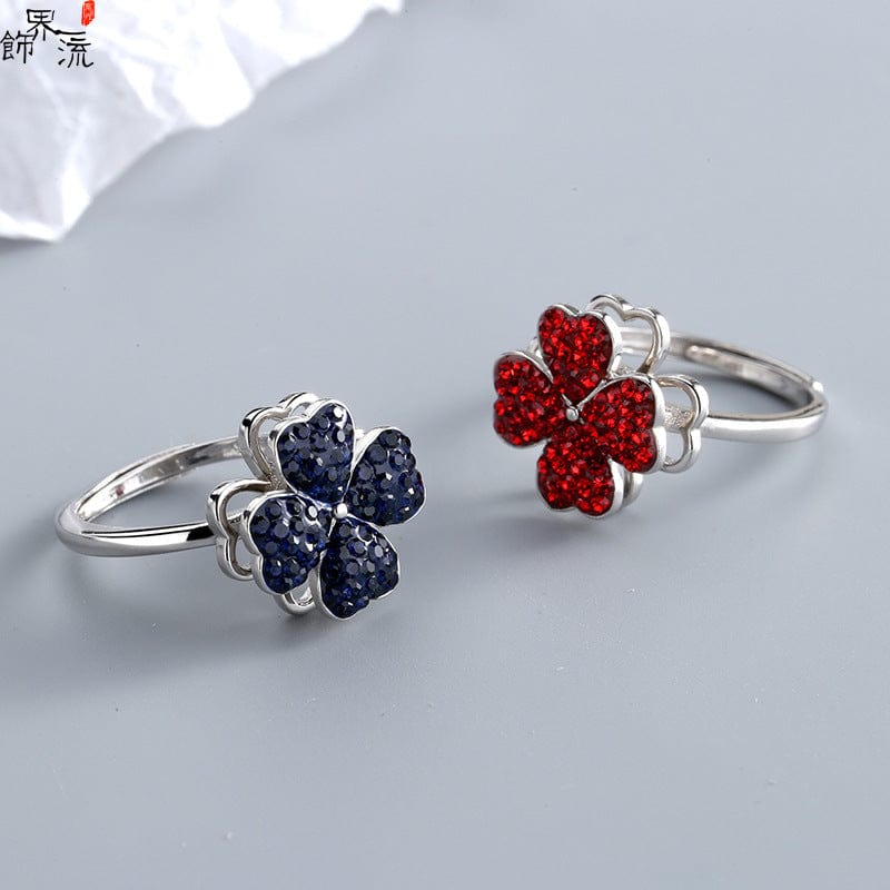 Four Leaf Heart Shape Adjustable Rotating Ring Rings Customforher