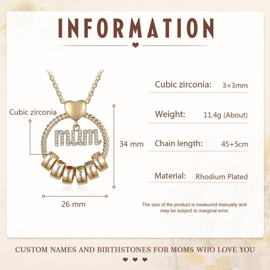 Gift for Mum Necklace Personalized Birthstones Family Necklace Mother's Day Gift Mom Necklace MelodyNecklace