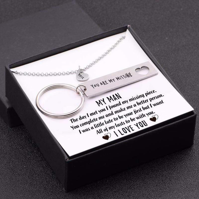 Gift To My Man Keychain Necklace Set - I Want All Of My Lasts To Be With You Keychain MelodyNecklace