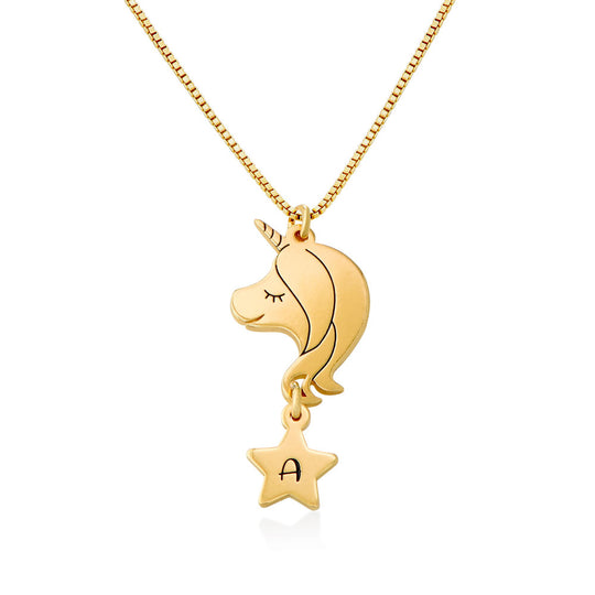 Girls Unicorn Letter Necklace