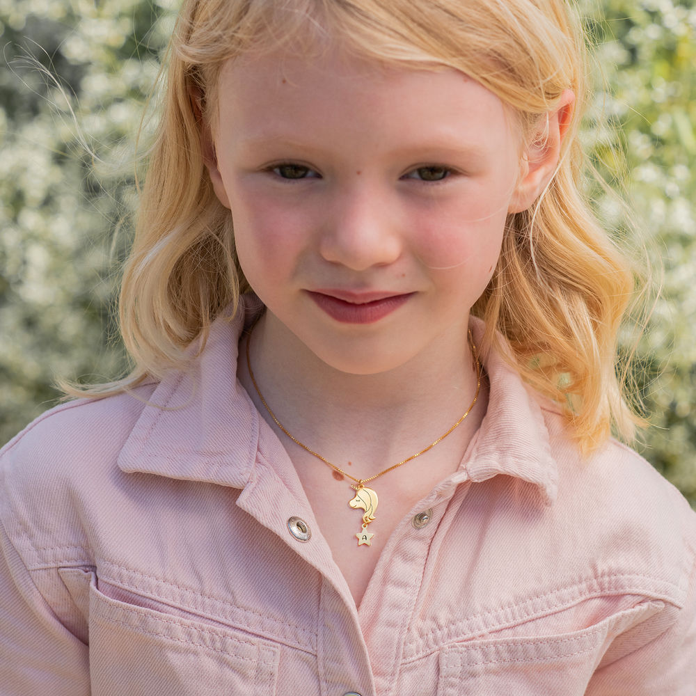 Girls Unicorn Letter Necklace