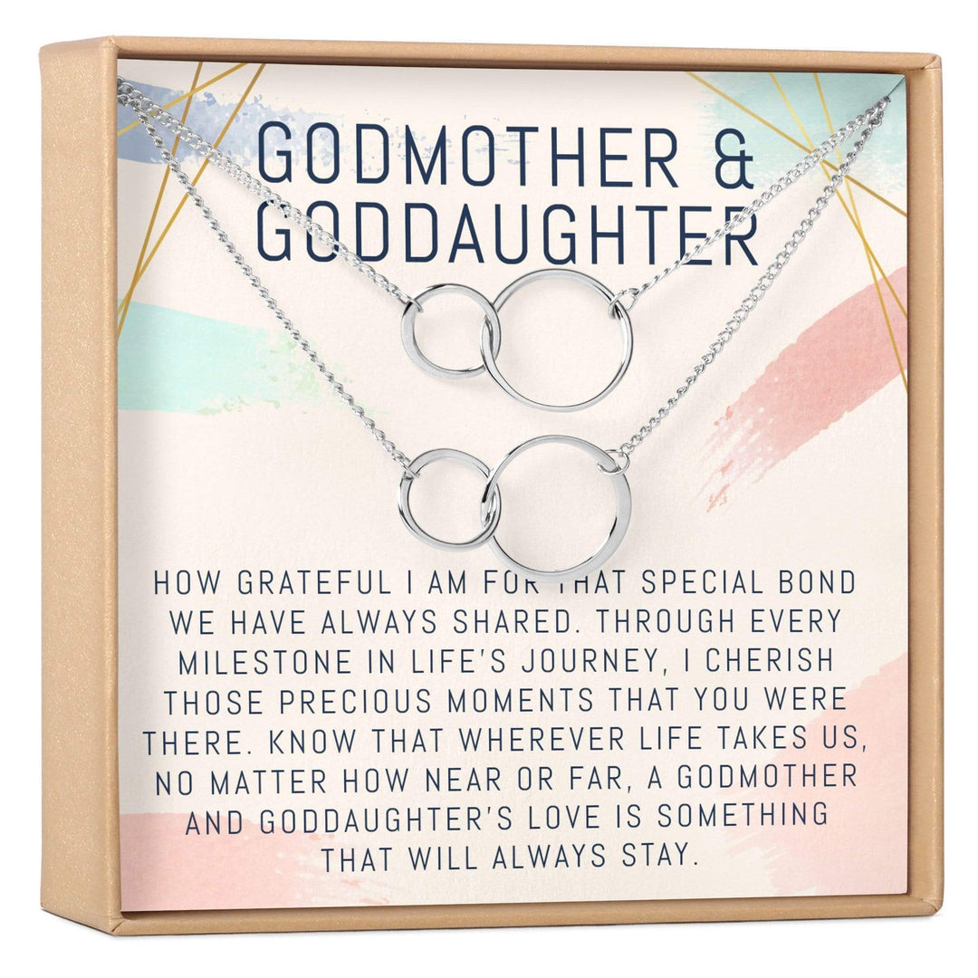 Godmother-Goddaughter Necklace Multiple Styles Jewelry 2 Interlocking Circles, Set of 2 / Silver God Necklace MelodyNecklace