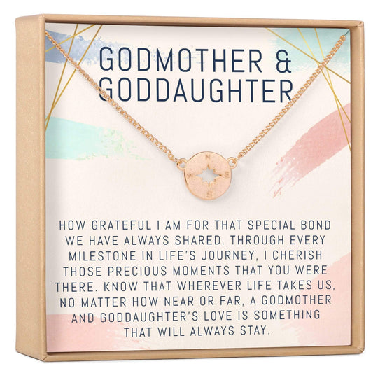 Godmother-Goddaughter Necklace Multiple Styles Jewelry Compass / Rose Gold God Necklace MelodyNecklace