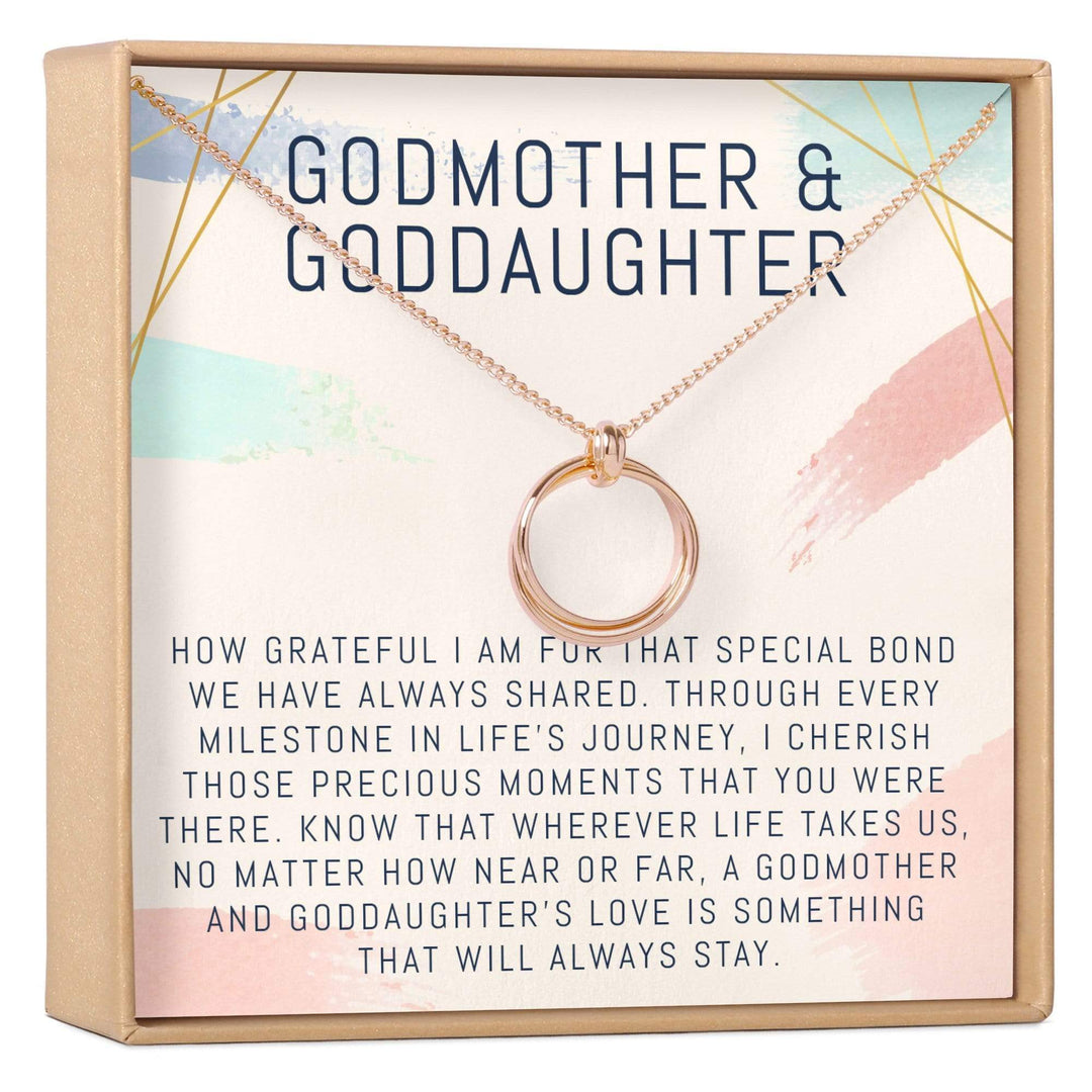 Godmother-Goddaughter Necklace Multiple Styles Jewelry Stacked Circles / Rose Gold God Necklace MelodyNecklace