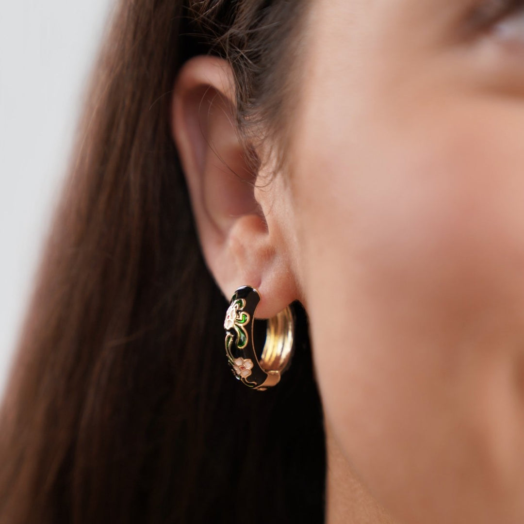 Gold Hoop Flower Earrings - Beautiful Earth Boutique