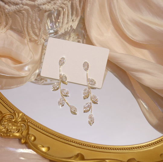 Gold Crystal Vine Earrings Silver Ear Climber Earrings