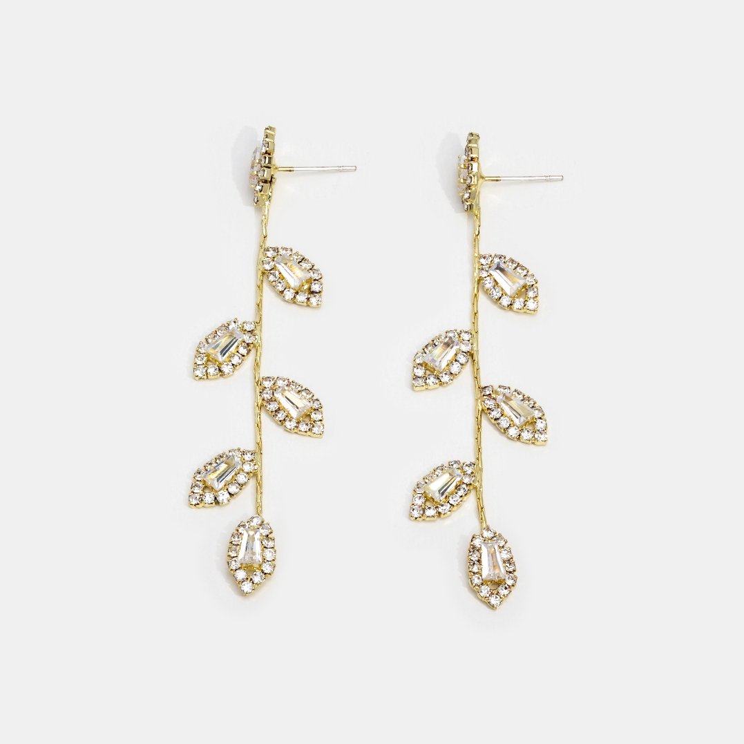 Gold Plated Crystal Vine Earrings - Beautiful Earth Boutique