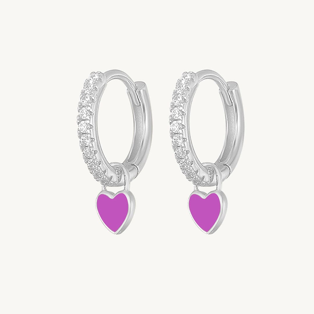 Heart Drop Earrings Silver / Purple Earrings MelodyNecklace