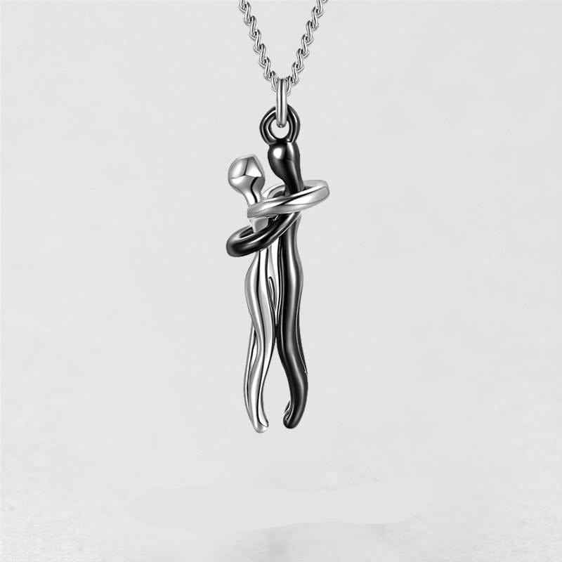 Hug Couple Necklace Black & Silver viennais