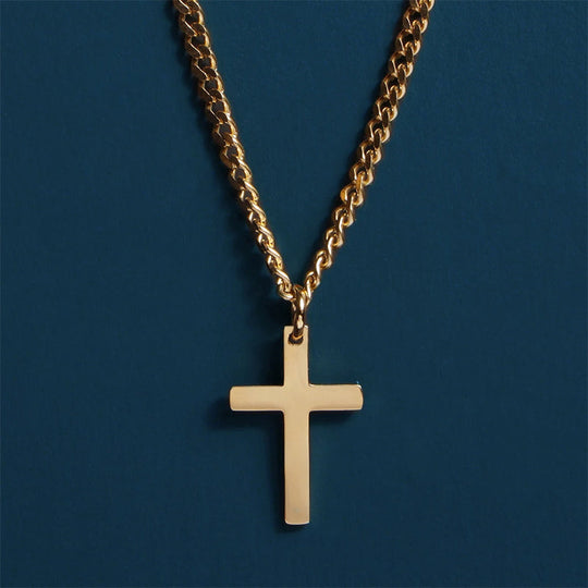 Father's Day Gift Cross Necklace 3mm Cuban Chain Necklace for Man