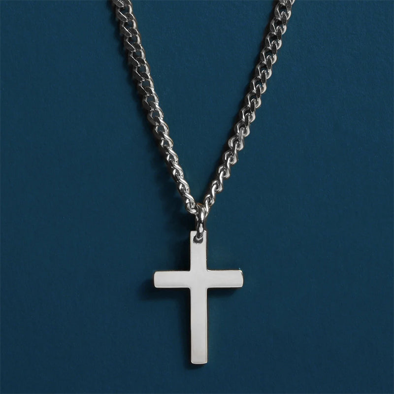 Father's Day Gift Cross Necklace 3mm Cuban Chain Necklace for Man