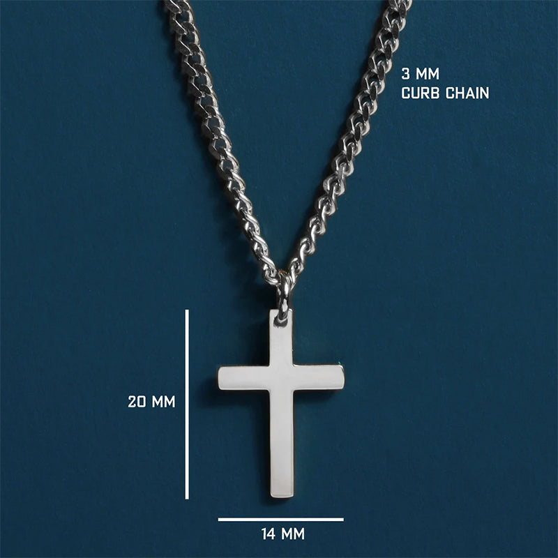 Father's Day Gift Cross Necklace 3mm Cuban Chain Necklace for Man