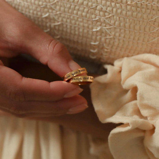Engraved handwriting Ring Personalized Handwriting Band