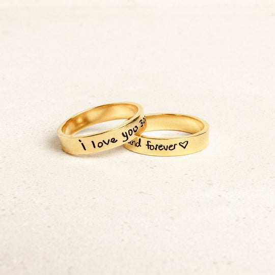 Engraved handwriting Ring Personalized Handwriting Band