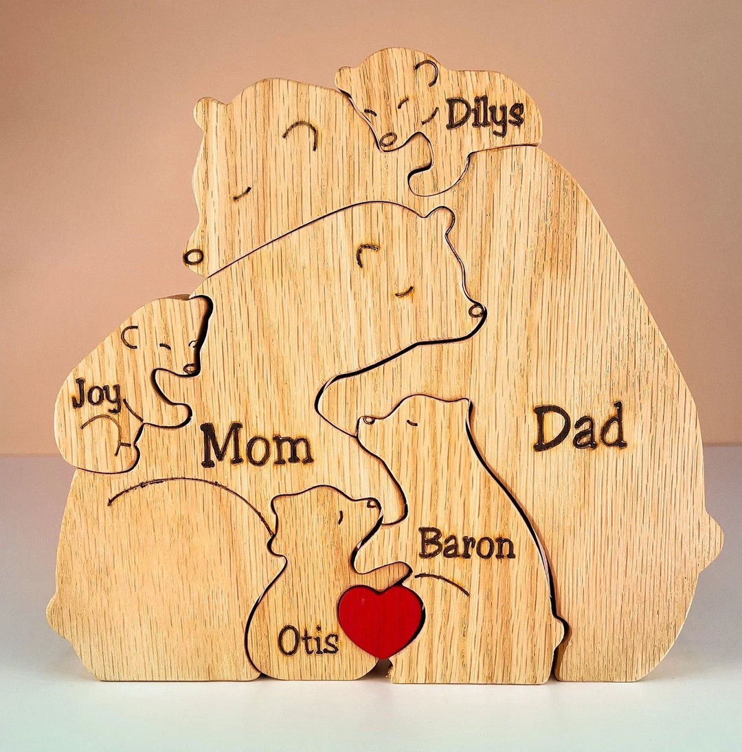 Mother's Day Gift Handcrafted Wooden Bears Family Puzzle