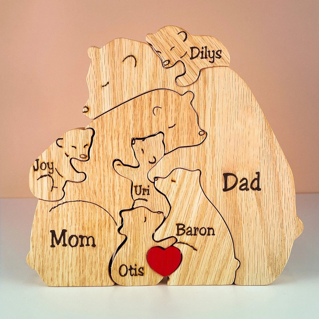 Mother's Day Gift Handcrafted Wooden Bears Family Puzzle