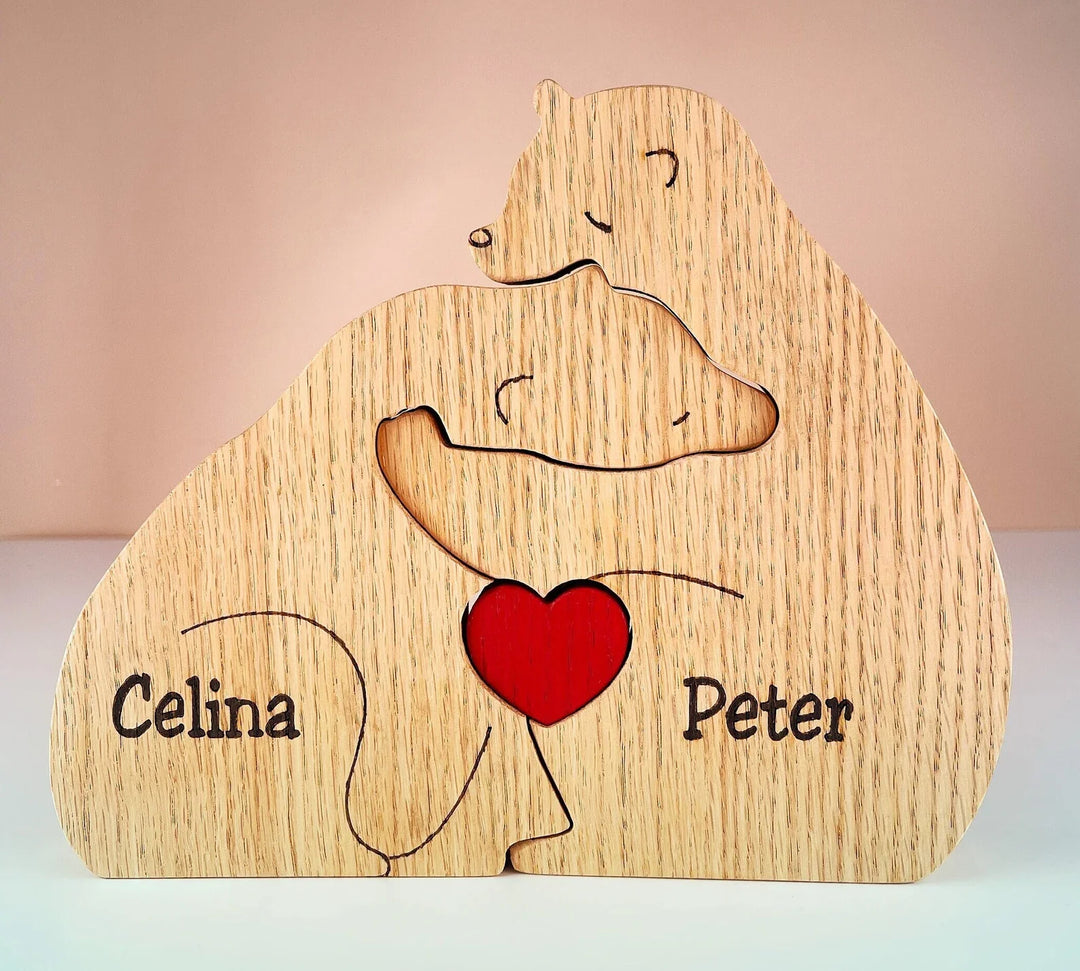 Mother's Day Gift Handcrafted Wooden Bears Family Puzzle