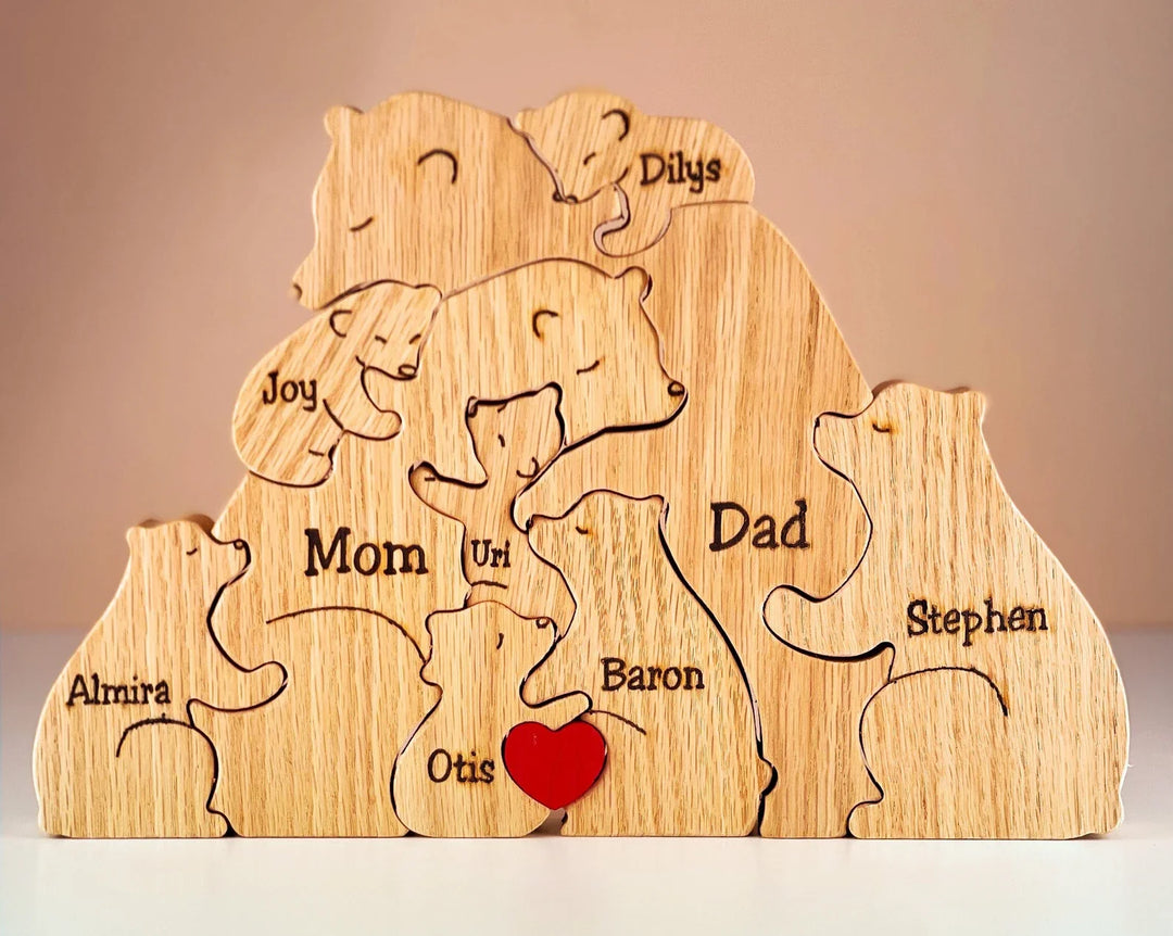 Mother's Day Gift Handcrafted Wooden Bears Family Puzzle