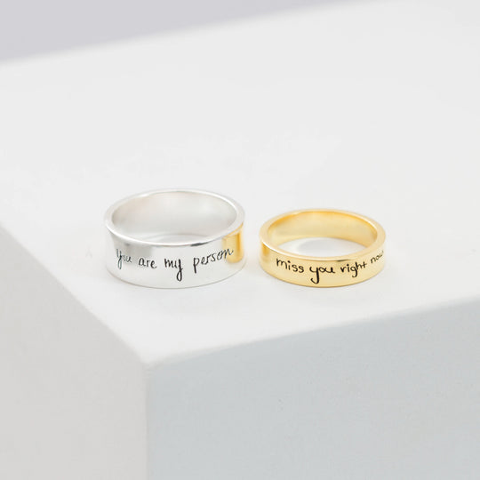 Engraved handwriting Ring Personalized Handwriting Band