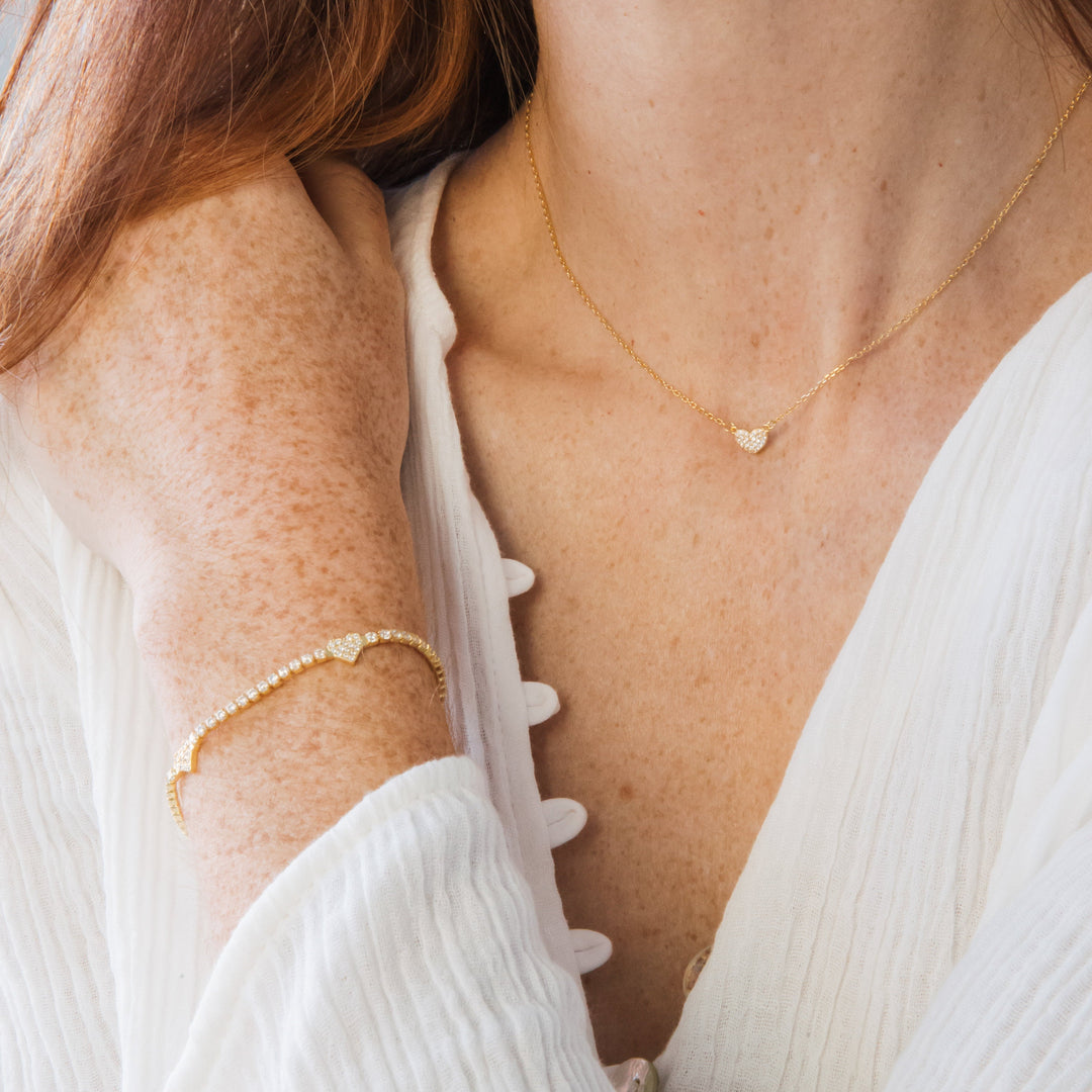 Diamond Pave Heart Bracelet