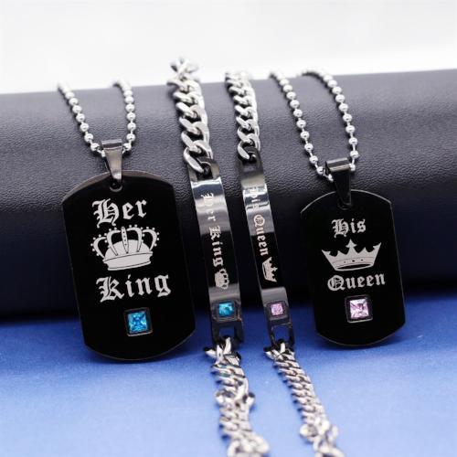 Her King His Queen Couples Necklace Set Bracelet Set