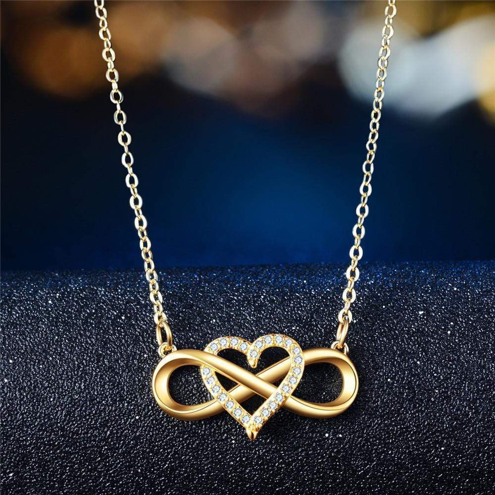 Infinity Heart Necklace(Perfect for girlfriends, moms, lovers, anniversary gift and more!) GOLD PLATED Sparkling Necklace MelodyNecklace