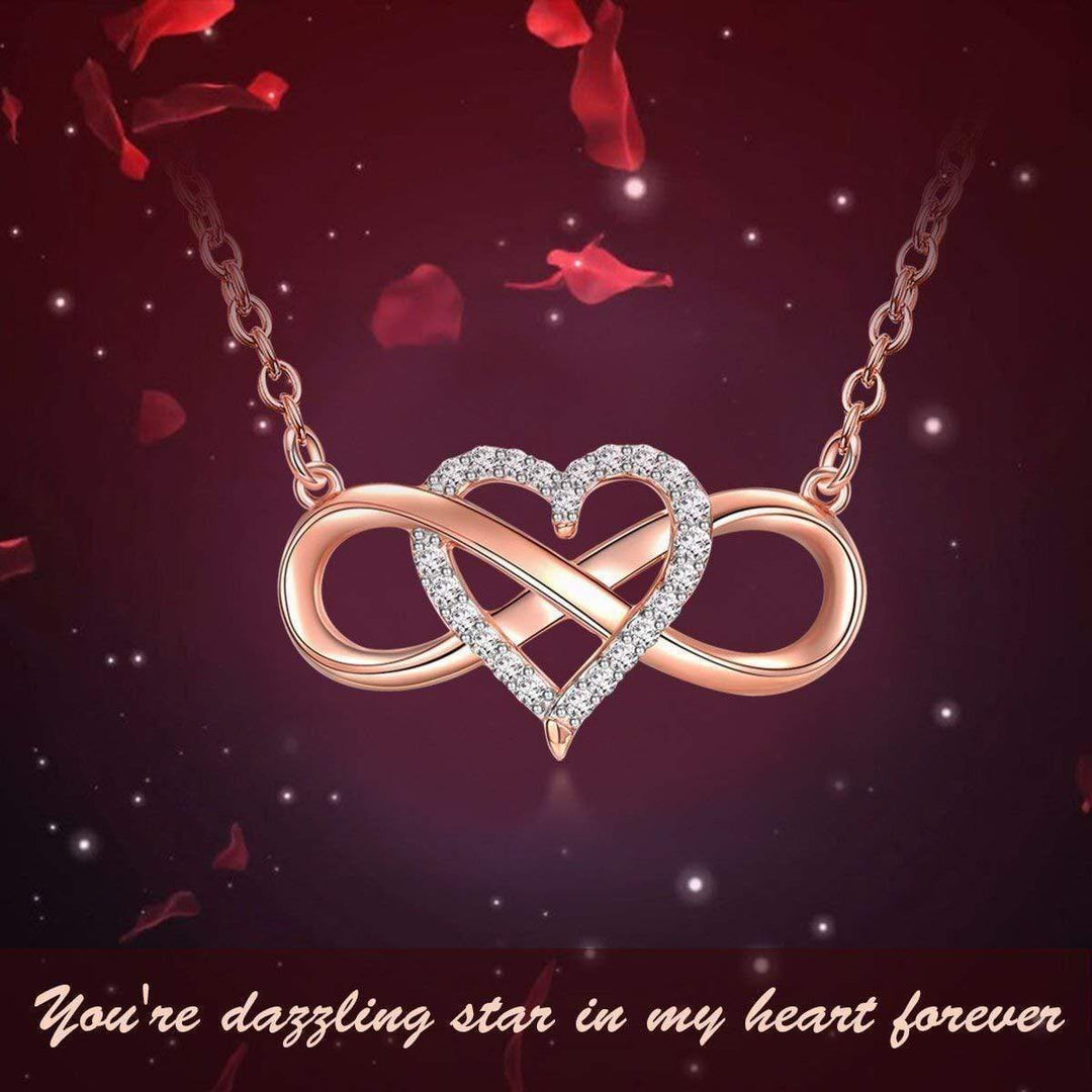 Infinity Heart Necklace(Perfect for girlfriends, moms, lovers, anniversary gift and more!) Sparkling Necklace MelodyNecklace