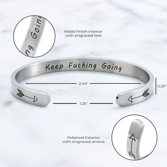 Keep Fucking Going Personalizable Cuff Bracelet Bracelet For Woman MelodyNecklace