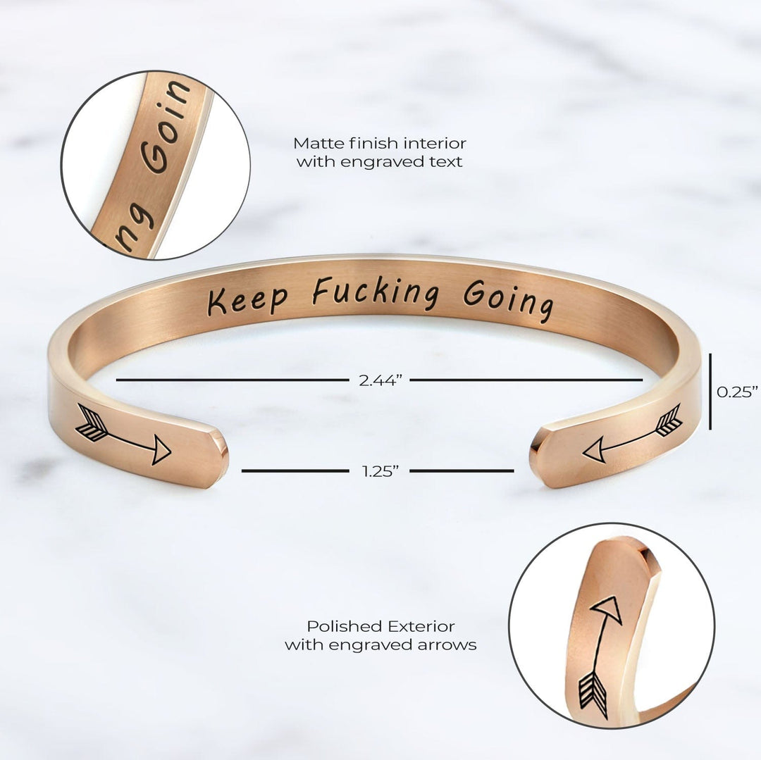 Keep Fucking Going Personalizable Cuff Bracelet Bracelet For Woman MelodyNecklace