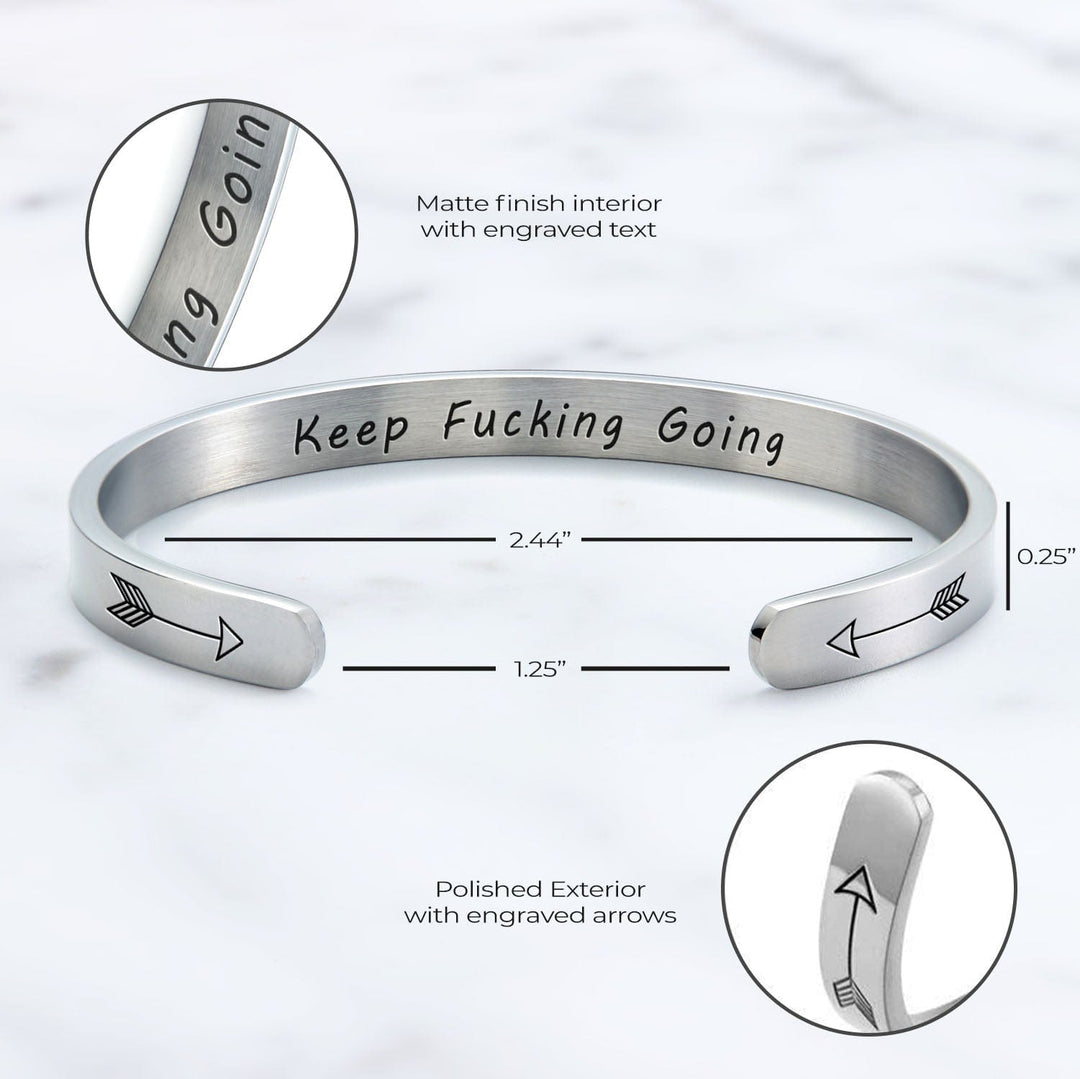 Keep Fucking Going Personalizable Cuff Bracelet Bracelet For Woman MelodyNecklace