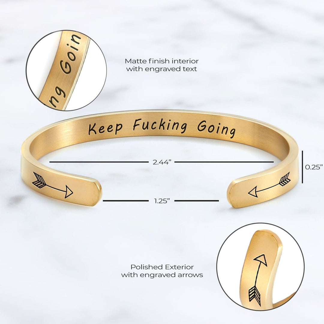 Keep Fucking Going Personalizable Cuff Bracelet Bracelet For Woman MelodyNecklace