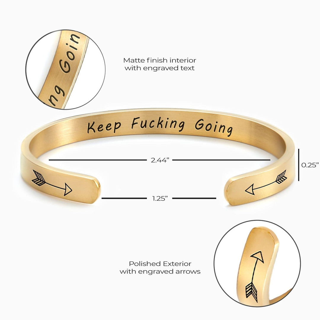 Keep Fucking Going Personalizable Cuff Bracelet Bracelet For Woman MelodyNecklace