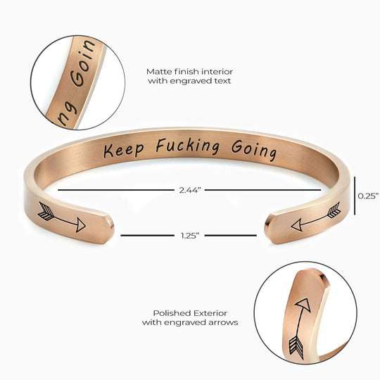 Keep Fucking Going Personalizable Cuff Bracelet Bracelet For Woman MelodyNecklace