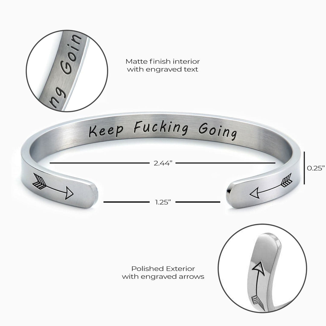 Keep Fucking Going Personalizable Cuff Bracelet Bracelet For Woman MelodyNecklace