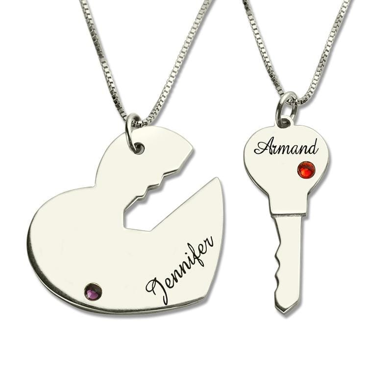 Key to My Heart Couple Necklaces Set of 2 Names Pendant ideaplus