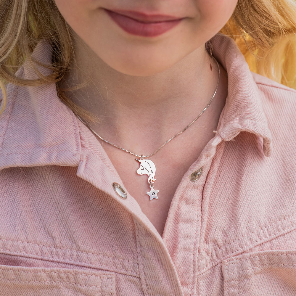 Girls Unicorn Letter Necklace