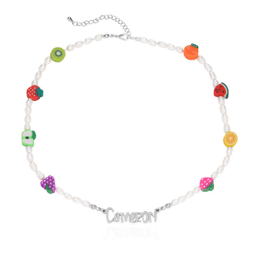 Pearl Fruit-Shake Name Necklace