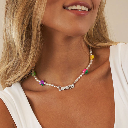 Pearl Fruit-Shake Name Necklace