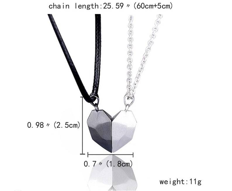 Magnetic Matching Necklace for Couples - 2 Pieces Make A Heart With Personalized Letteratching Couple Necklace MelodyNecklace