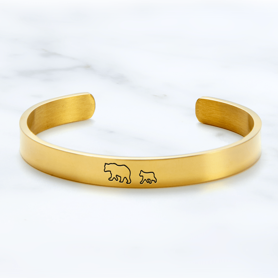 Mama Bear & Her Baby Bears Engraved Personalizable Cuff Bracelet Bracelet For Woman MelodyNecklace