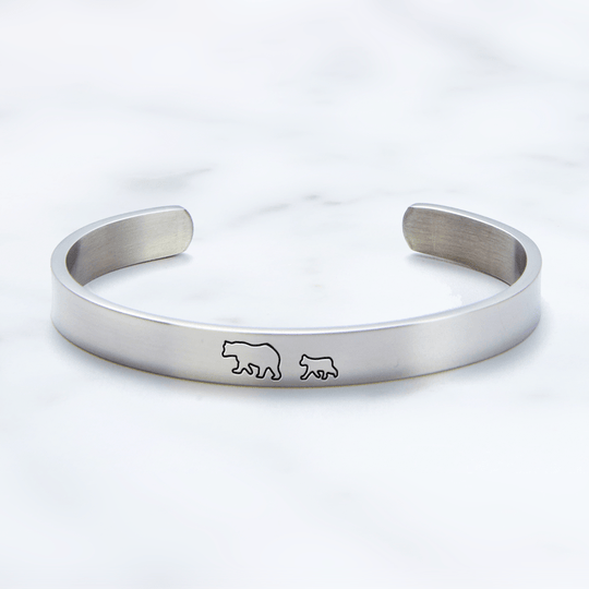 Mama Bear & Her Baby Bears Engraved Personalizable Cuff Bracelet Bracelet For Woman MelodyNecklace